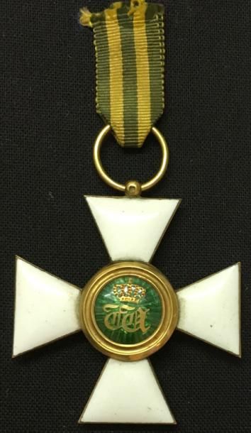 LUXEMBOURG Ordre de la Couronne de Chêne, croix de chevalier en or et émail (cheveux...