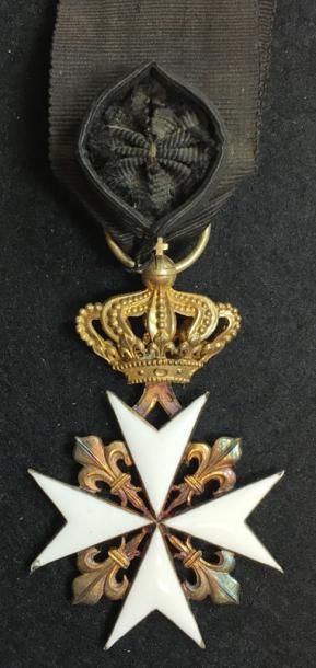 null * Ordre de Malte - Croix de chevalier en vermeil et émail, petite couronne articulée...