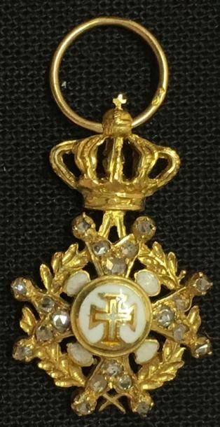 PORTUGAL Ordre du Christ, croix de chevalier du modèle militaire, miniature de joaillerie...