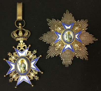 SERBIE Ordre de Saint-Sava, fondé en 1883, ensemble de 2e classe (grand officier)...