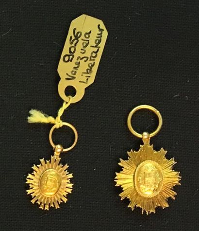 Venezuela Ordre du Libérateur Simon
Bolivar, lot de deux étoiles miniatures: une...