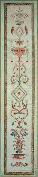Ecole FRANÇAISE, vers 1780 Suite de quatre éléments décoratifs à motifs d'arabesques...