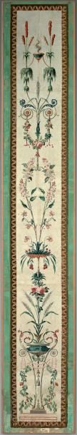 Ecole FRANÇAISE, vers 1780 Suite de quatre éléments décoratifs à motifs d'arabesques...
