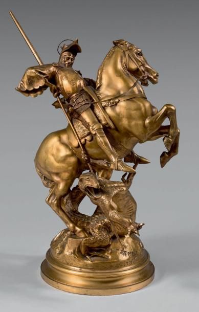 Emmanuel Fremiet (1824-1910) Saint Georges au dragon
Statuette en bronze à patine...