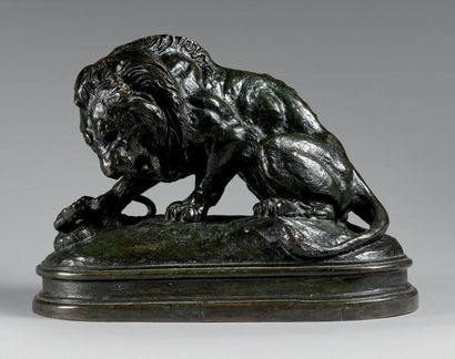 Antoine Louis BARYE (1795-1875) Lion au serpent n°1
Grande statuette en bronze à...