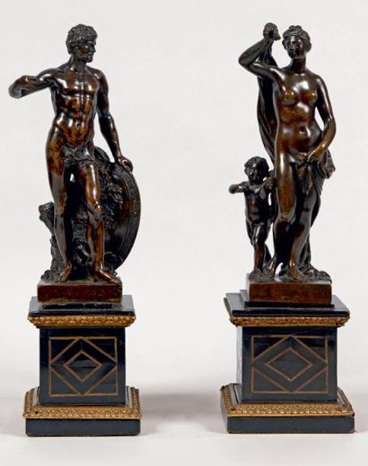 null Mars et Vénus avec un amour
Deux statuettes en bronze à patine foncée.
Modèle...