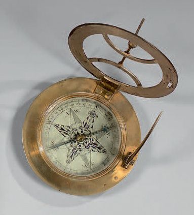 null Petit cadran solaire en laiton.
Angleterre, XIXe siècle.
Diamètre: 9 cm