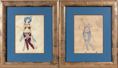 René PIOT (1869-1934) Études de costumes
Deux aquarelles, signées en bas à gauche...