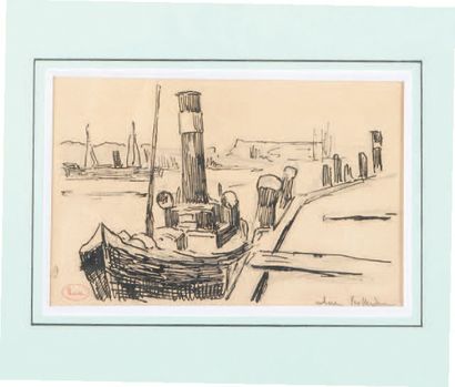 Maximilien Luce (1858-1941) Bateau à quai dans le port de Rotterdam
Dessin à l'encre...