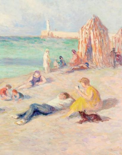 Maximilien Luce (1858-1941) Le Tréport, sur la plage, vers 1934
Huile sur papier...