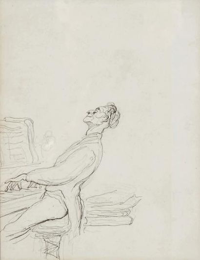 Honoré DAUMIER (1808-1879) Le pianiste
Homme s'écroulant aux genoux de sa femme
Dessin...