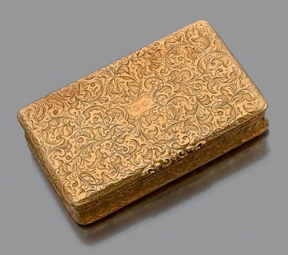 null Boîte de forme rectangulaire en or jaune 750 millièmes, entièrement décorée...