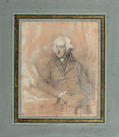 École Française du XIXe siècle Portrait d'homme âgé assis
Crayon noir, rehaut de...
