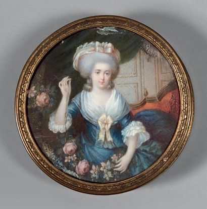 École FRANÇAISE de la fin du XVIIIe siècle Portrait de Madame Pierre Richemond, née...