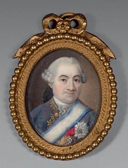 École FRANÇAISE de la fin du XVIIIe siècle Portrait d'homme portant le cordon et...