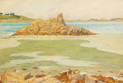 Henri RIVIERE (1864-1951) Loguivy, mer montante à Roc Hir, septembre 1901 Aquarelle,...