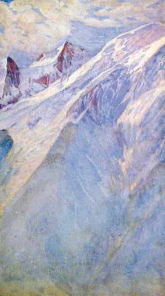 André-Charles COPPIER (1867-1948) Le Mont-Maudit vu de Samoteux Aquarelle. 33,5 x...