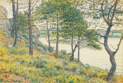 Henri RIVIERE (1864-1951) Landiris, septembre 1902 Aquarelle, porte le timbre des...