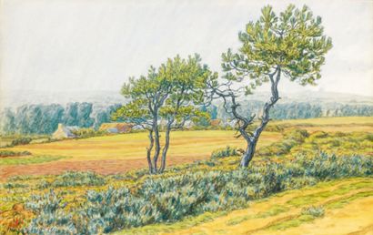 Henri RIVIERE (1864-1951) Morgat, pluie sur Lesquiffinec, septembre 1911 Aquarelle,...