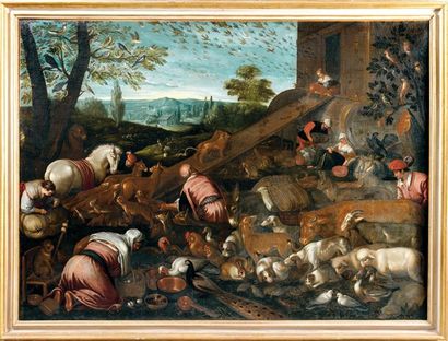 Atelier de Jacopo DA PONTE dit BASSANO (1510/1518-1592) Les animaux entrant dans...