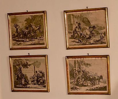  Suite de six gravures en noir d'après Berghem: Diversa animalia quadrupedia.