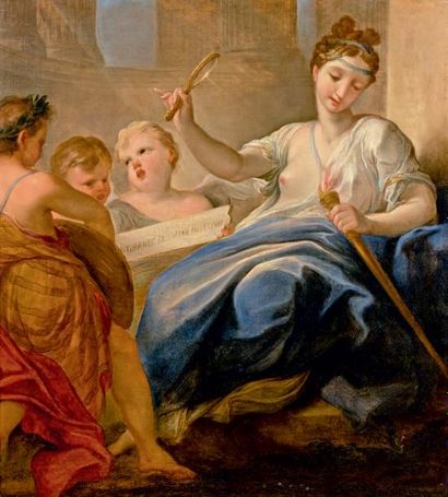 Ecole Italienne du XVIIIe siècle La Beauté rallume le flambeau de l'Amour
Huile sur...