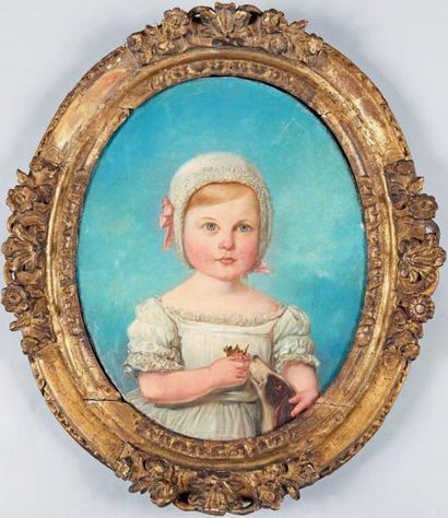 École Française du XIXe siècle Portrait d'enfant et son chien
Huile sur toile.
40...