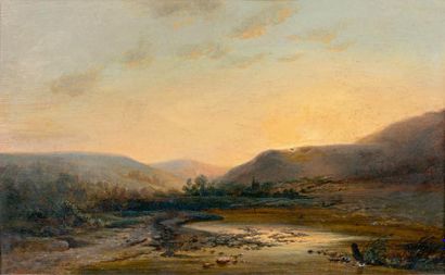 François ROFFIAEN (1820-1898) Coucher de soleil, paysage italien
Huile sur papier...