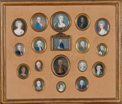 ÉCOLE FRANÇAISE des XVIIIe et XIXe siècles Ensemble de dix-huit miniatures (portraits)...