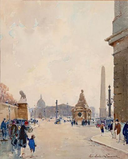 Paul Emile LECOMTE (1877-1950) Paris, Place de la Concorde
Aquarelle, signée en bas...