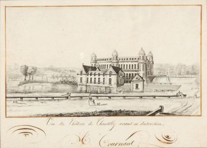 A. TOURNANT +++ Vue du château de Chantilly avant sa destruction
Pierre noie, plume,...