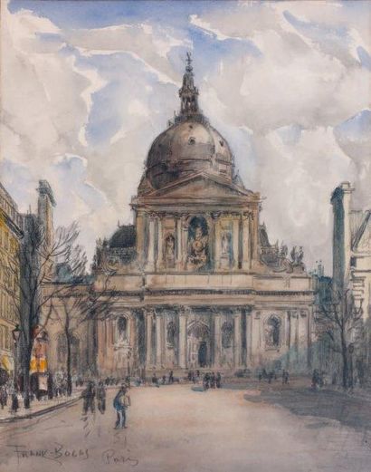 Frank Myers BOGGS (1855-1926) Paris, la Sorbonne Aquarelle sur traits de crayon,...