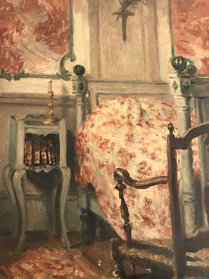 null Henry DARAS (1850-1928) :
"Vue d'intérieur au lit et table de chevet"
