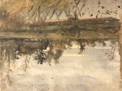 null Henry DARAS (1850-1928) :
"Paysage à l'étang"