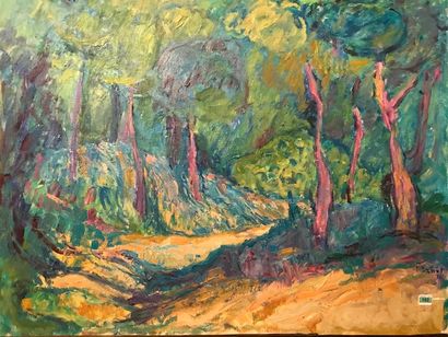 null Francine SAHUT (XXème-XXIème siècle) :
"Arbres rouges"
Huile sur toile signée...