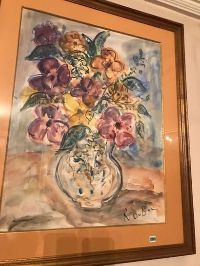 null Roland DUBUC (1924-1998) :
"Vase de fleurs"
Aquarelle signée.