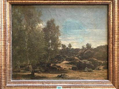null Ecole de la fin du XIXème siècle :
"Rochers à Fontainebleau"
Huile sur toile...