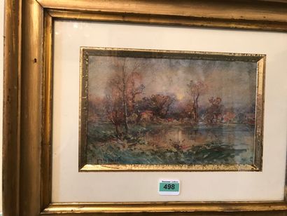 null Louis NOIROT (1820-1902) :
"Paysage à l'étang"
Aquarelle.