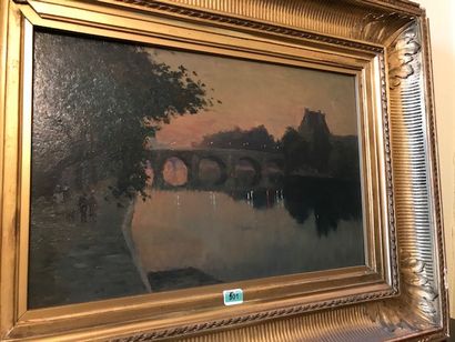 null Ecole moderne :
"Le Louvre vu de la Seine"
Huile sur toile.
