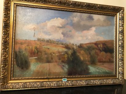 null Paul LEROY (1860-1942) :
"La plaine"
Huile sur toile signée et située.