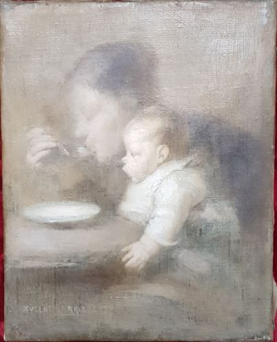 null Eugène CARRIERE (1849-1906) :
"Maternité"
Petite huile sur toile.