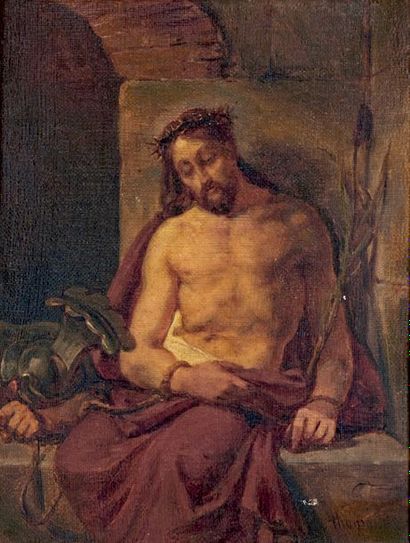 Alexandre THOMAS (1810-1898) 
Ecce Homo
Huile sur toile signée en bas à droite.
24,5...