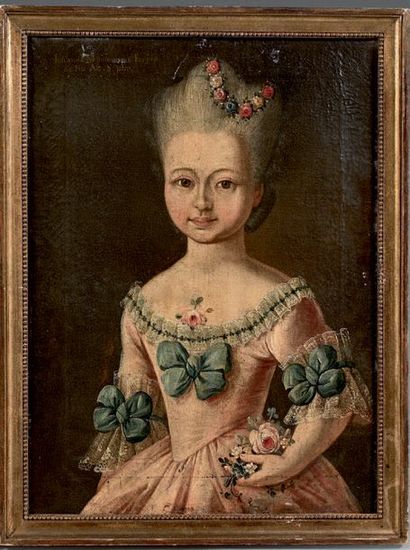 École FRANÇAISE du XVIIIe siècle 
Portrait de jeune fille Deux huiles sur toile.
52...