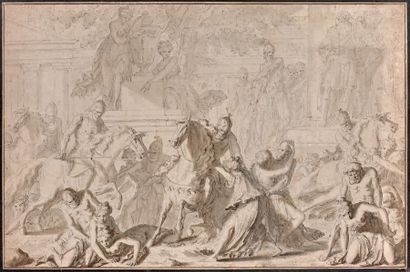 Louis-Félix de la Rue (1730-1777) 
L'Enlèvement des Sabines
Plume.
31 x 47,5 cm
Provenance:...