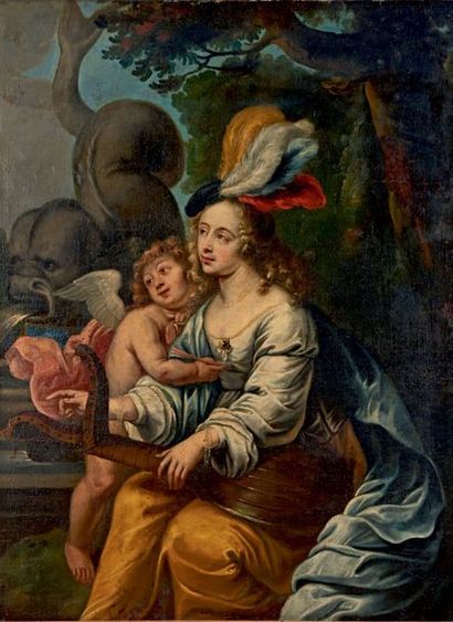 École Flamande du XVIIe siècle 
Allégorie de la musique
Huile sur toile, rentoilée.
125,5...