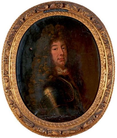ÉCOLE FRANÇAISE de la fin du XVIIe siècle 
Portrait d'homme en armure
Huile sur toile,...
