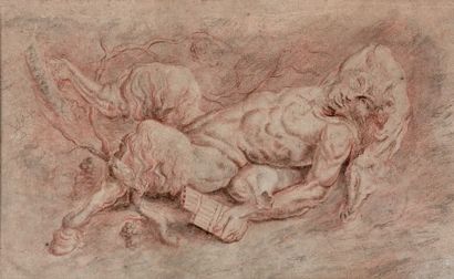 École Flamande du XVIIe siècle 
Figure de faune, d'après Rubens
Sanguine.
18,5 x...