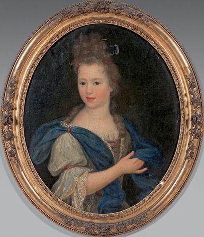 École FRANÇAISE du début du XVIIIe siècle 
Portrait de jeune femme
Huile sur toile,...