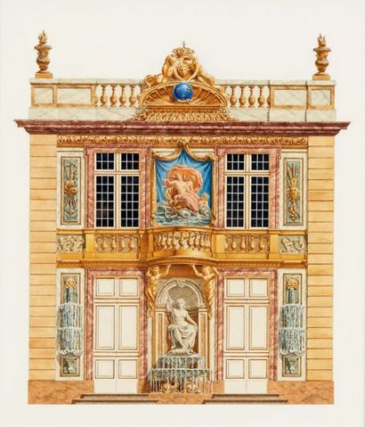 Andrew ZEGA et Berndt DAMS Vue d'un pavillon de Marly
Aquarelle.
29 x 25 cm