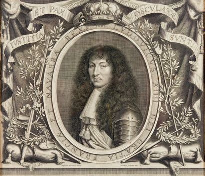 Louis XIV, 1661, burin d'après Mignard, à...